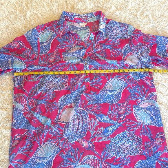 Talbots pink & blue seashell sheer swim beach coverup 3X - Picture 6 of 13